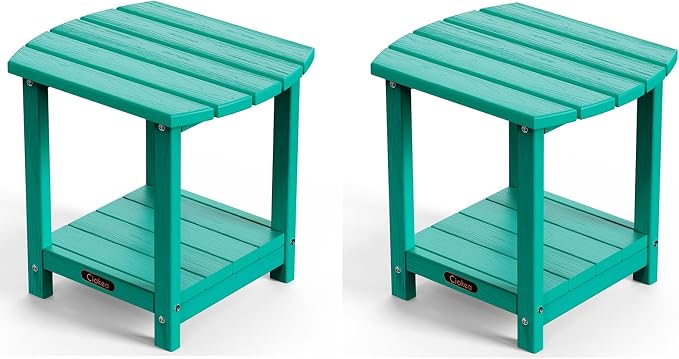 Ciokea Adirondack Outdoor Side Table 2 Pack, 2-Tier Sturdy Patio End Table by CIOKEA