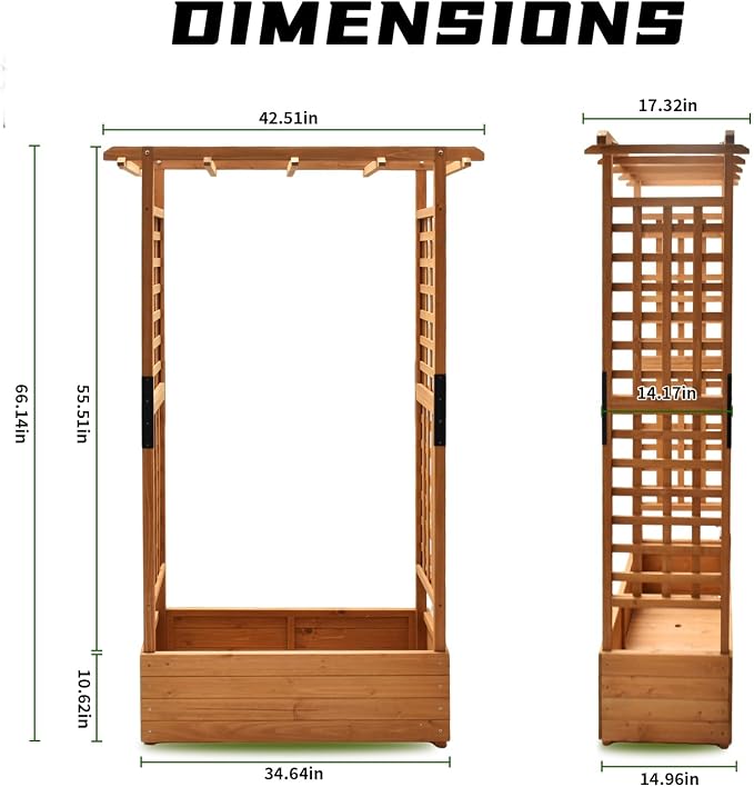 Raised Garden Bed Wooden Patio Planter - Image 3