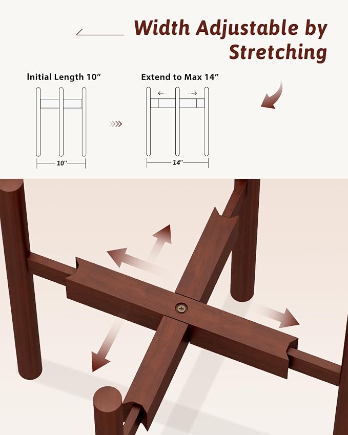Adjustable Plant Stand Indoor, Bamboo Plant Stand Fits 8 9 10 11 12 Inches - Image 3