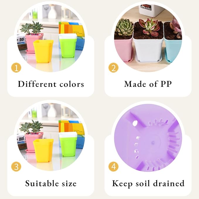 Anyumocz 42 PCS Plastic Square Plant Pots, Small Flower Pots - Image 3