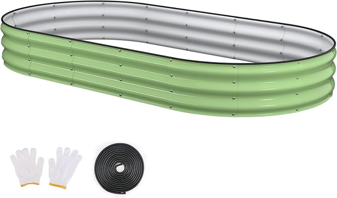 Raised Garden Bed, Oval Metal Planter Box by Patiobay