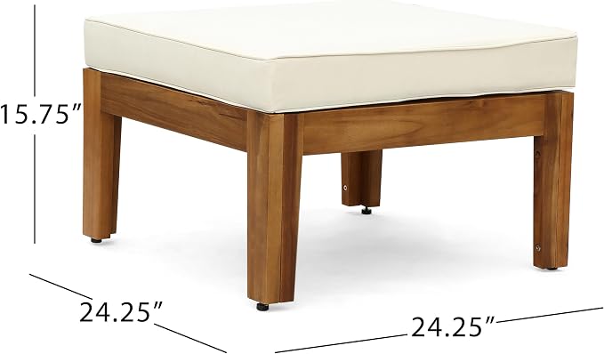 L-Shape Outdoor Furniture Set, 3-Piece Acacia Sectional Patio Sofa Set - Image 5