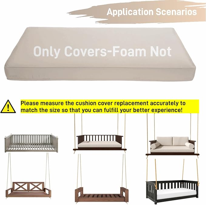Patio Twin Daybed Bottom Covers, SunBed Mattress Bolster Slipcover, - Image 5