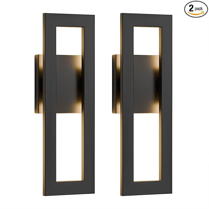 LamQee 14" Modern Outdoor Wall Lights 2 Packs, 3000K 1000LM LED Exterior by LamQeeLights