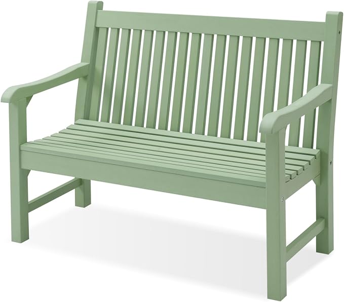 Psilvam Garden Bench, 2-Person Poly Lumber Patio Bench, All-Weather Outdoor by PsilvamGardenFurniture