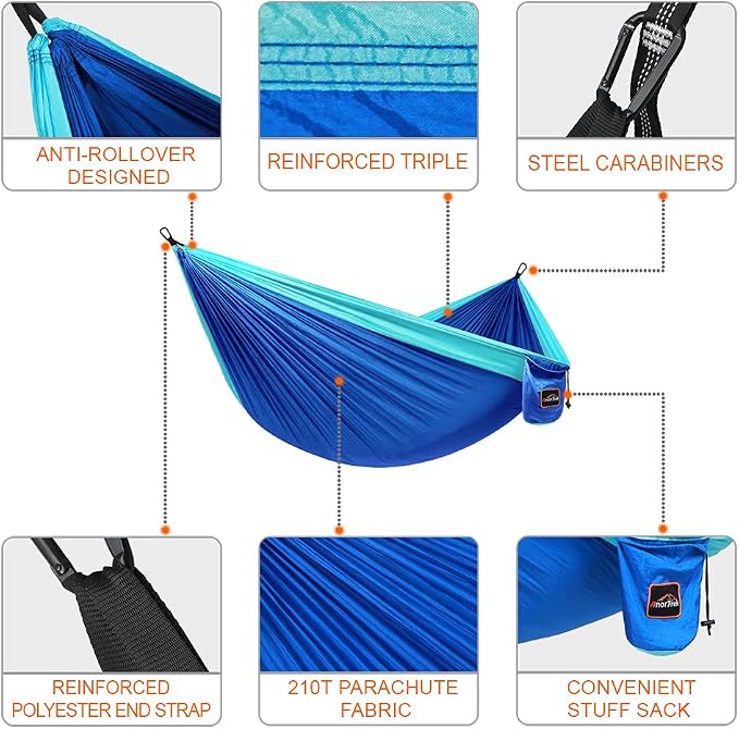 Camping Hammock, Super Lightweight Portable Parachute Hammock - Image 2