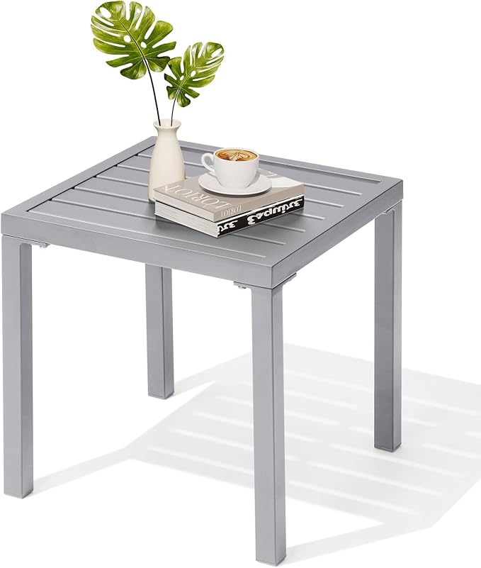 Crestlive Products Outdoor Side Table, Small Square Metal End Table Easy by CrestliveProducts