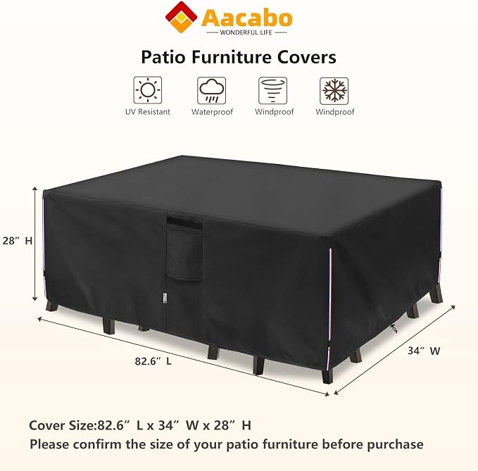 Patio Furniture Cover for 5 Pieces Set-Waterproof 600D Oxford Fabric Cover for - Image 2
