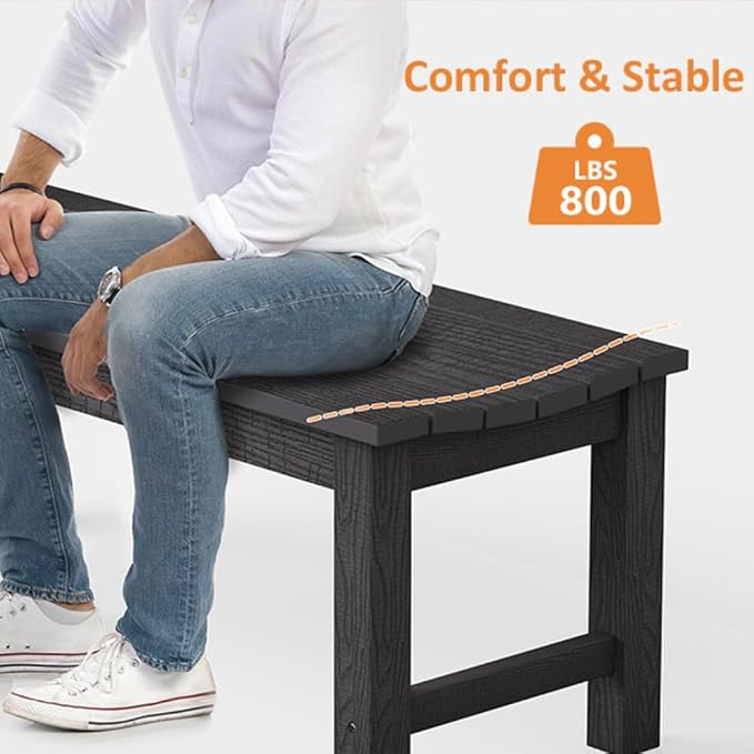 Outdoor Bench Set of 2, 2-Person Patio Backless Benches, HIPS Weatherproof - Image 5