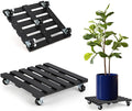 2 Pack Plant Stand with Wheels, Flower Pot, Patio-Black by PRAQECZ