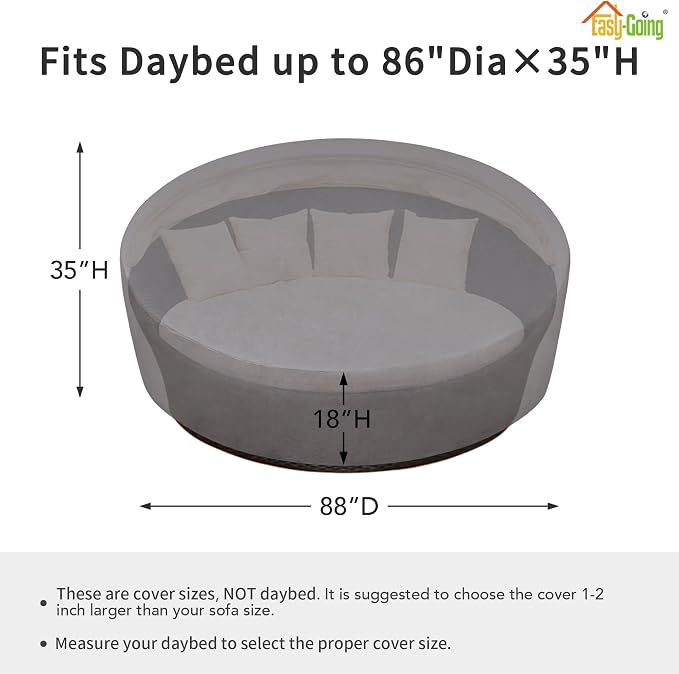 Easy-Going Heavy Duty 600D Outdoor Daybed Cover 88 Inch UV Resistant Patio - Image 2