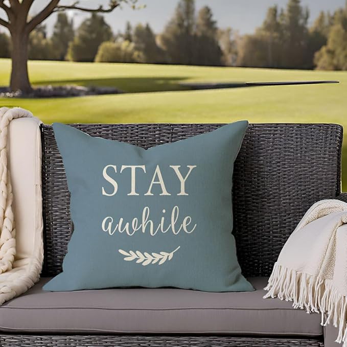 PANDICORN Welcome to Our Porch Stay Awhile Farmhouse Decorative Throw Pillow - Image 8