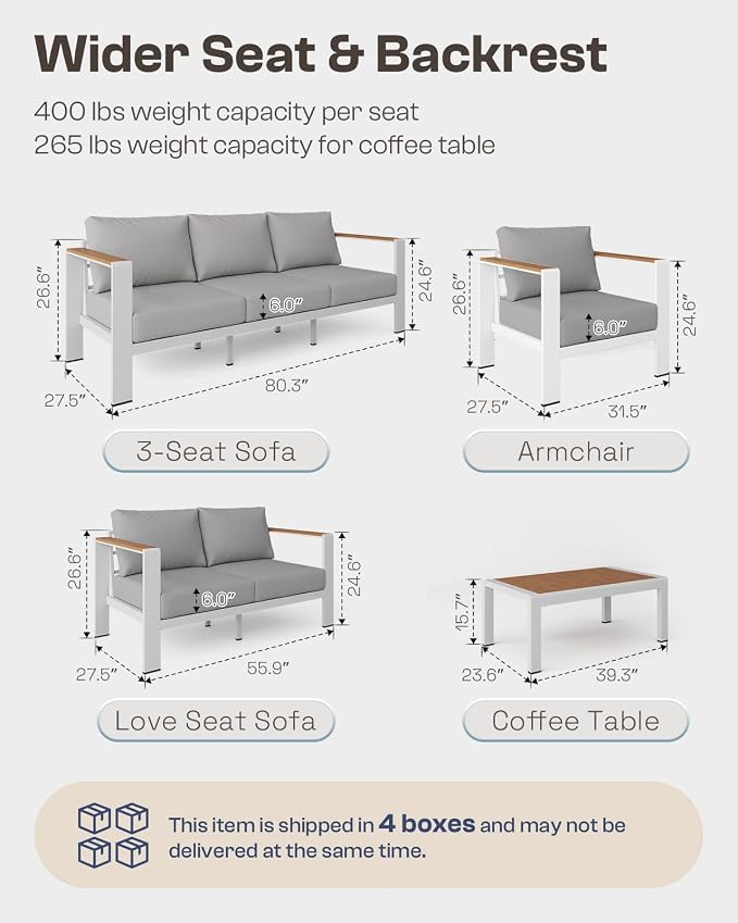 Aluminum Outdoor Patio Furniture Set - Image 6