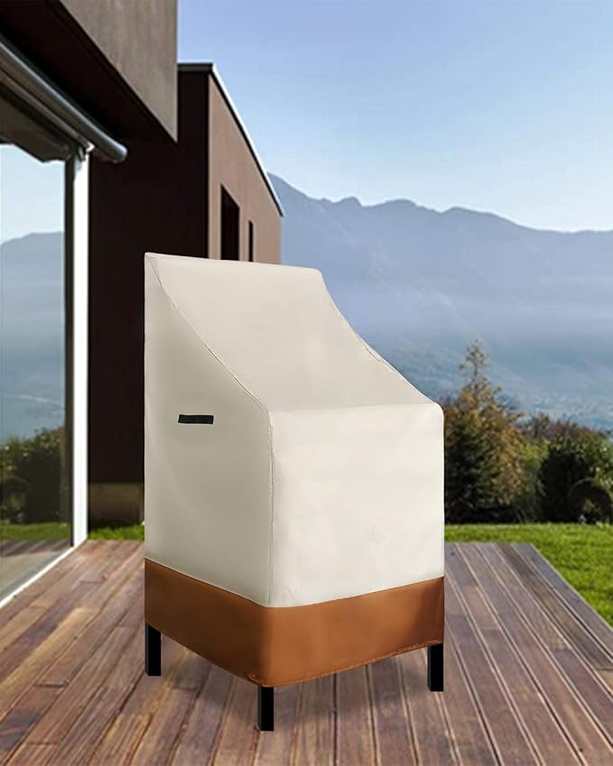 RosieLily High Back Patio Chair Covers Waterproof Stackable Outdoor Bar Stool - Image 7