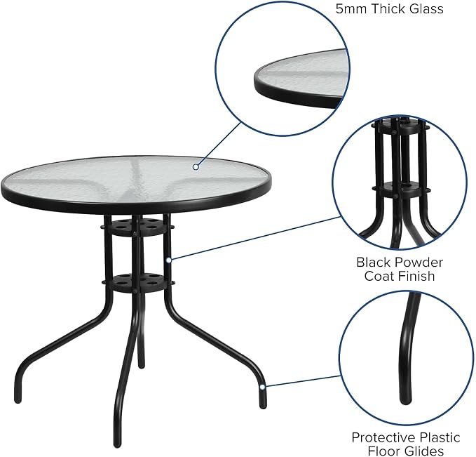 Flash Furniture Bellamy 31.5" Round Indoor/Outdoor Tempered Glass Metal Frame - Image 4