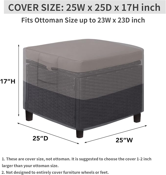 Easy-Going Outdoor Ottoman Cover, Heavy Duty Waterproof Patio Furniture Cover - Image 2