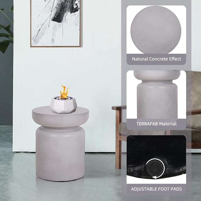 Afterglow Terrafab Concrete Look Side Table End Table Natural Decorative Garden - Image 5