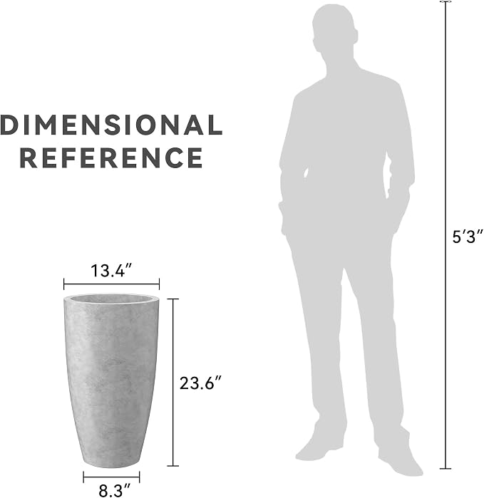Kante 23.6" H Natural Concrete Tall Planters, Large Outdoor Indoor Decorative - Image 7