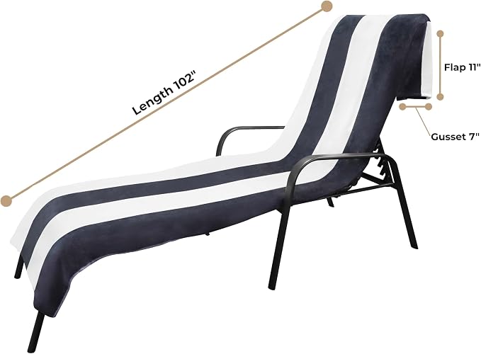 Superior Cabana Cotton Lounge Chair Cover, Outdoor Towel/Chaise Furniture Covers - Image 4