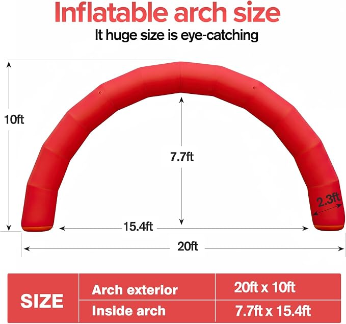 20ftx10ft Inflatable Archway Red Inflatable Outdoor Holiday Decorations - Image 6