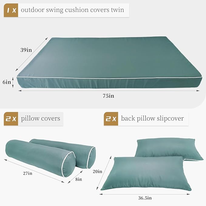 Outdoor Daybed Cushion Cover Twin, Daybed Mattress Bolster Pillow Fitted Sheet - Image 2