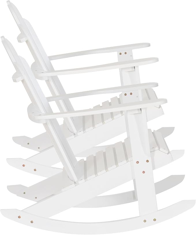 Jayde White Solid Wood Outdoor Adirondack Rocking Chair Set of 2 by Linon - Image 7