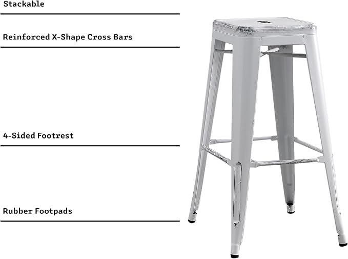 AC Pacific 30” Metal Backless Barstool Set of 2 – Country Rustic Style - Image 5