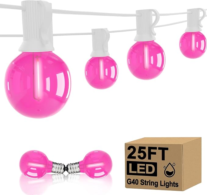 25FT G40 LED Outdoor Valentine's Day String Lights, Hanging Patio Lights by Goothy