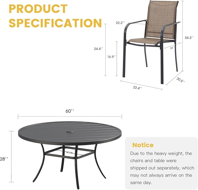 VICLLAX Large Patio Dining Furniture Set, Outdoor Dining Set - Image 7