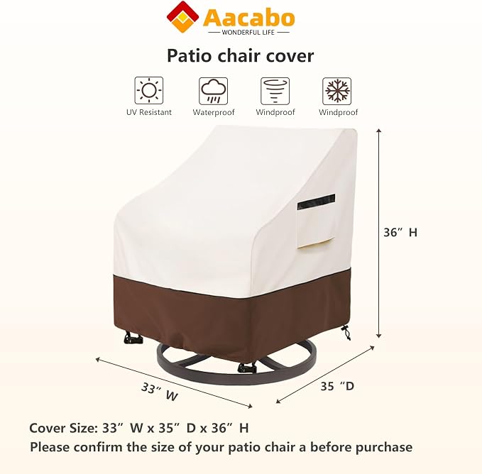 Patio Chair Covers Waterproof Patio Furniture Covers, 33W x 37D x 38.5H Inches - Image 2