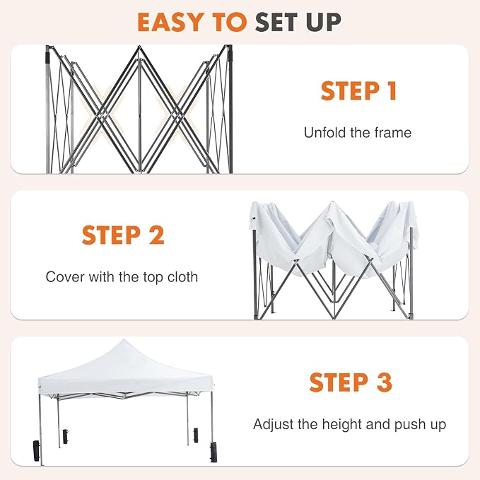 Sweetcrispy 10 x 10 Ft Pop Up Canopy Tent Outdoor Use, Portable Shade - Image 4