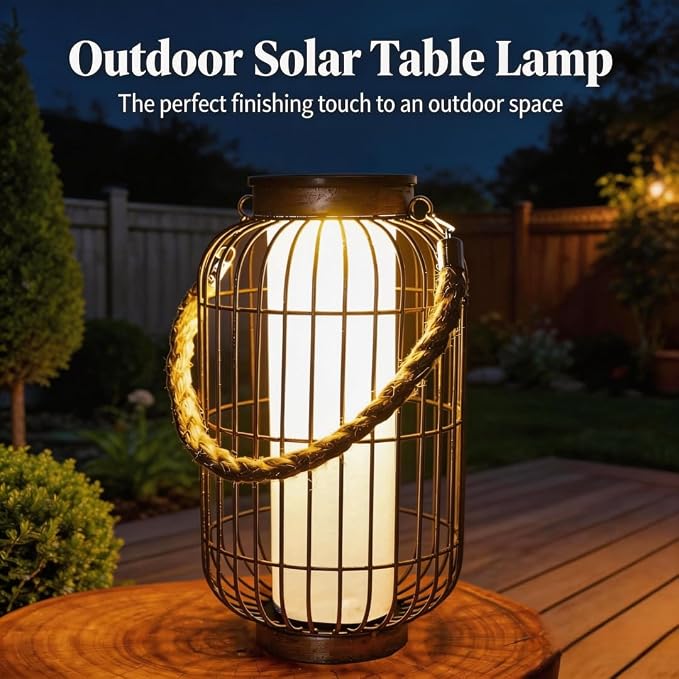 pearlstar Large Solar Powered Lantern Outdoor-Heavy Duty Metal Hanging Lights - Image 8