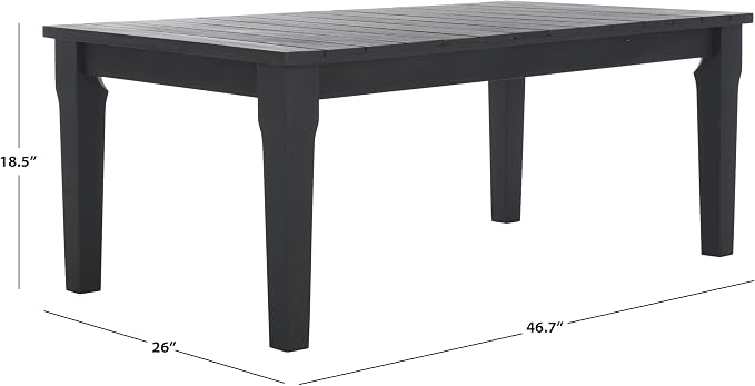 SAFAVIEH Couture Outdoor Collection Martinique Black Solid Wood Patio Coffee - Image 4