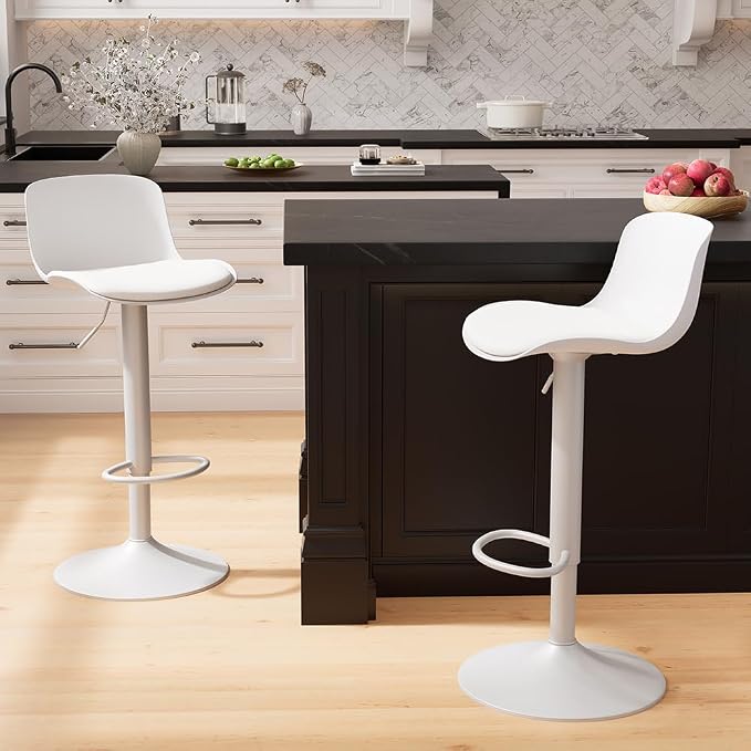 Kidol & Shellder Bar Stools Set of 6 Adjustable Counter Height Stools Modern PU - Image 8