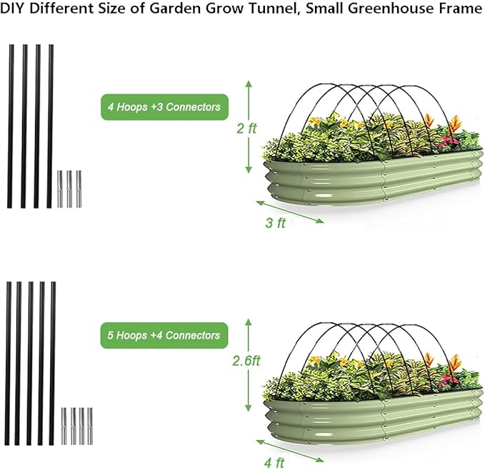 Garden Hoops Grow Tunnel, 6 Sets of 7FT Greenhouse Hoops - Image 3