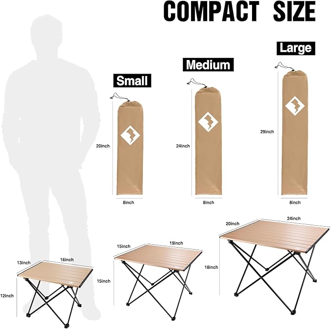 VILLEY Portable Camping Side Table, Ultralight Aluminum Folding Beach Table - Image 3