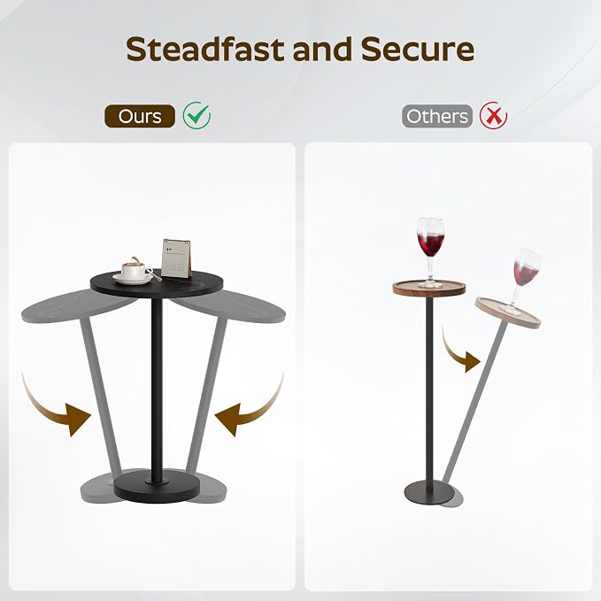 Round Side Table Set of 2, Tall Drink End Table - Image 5