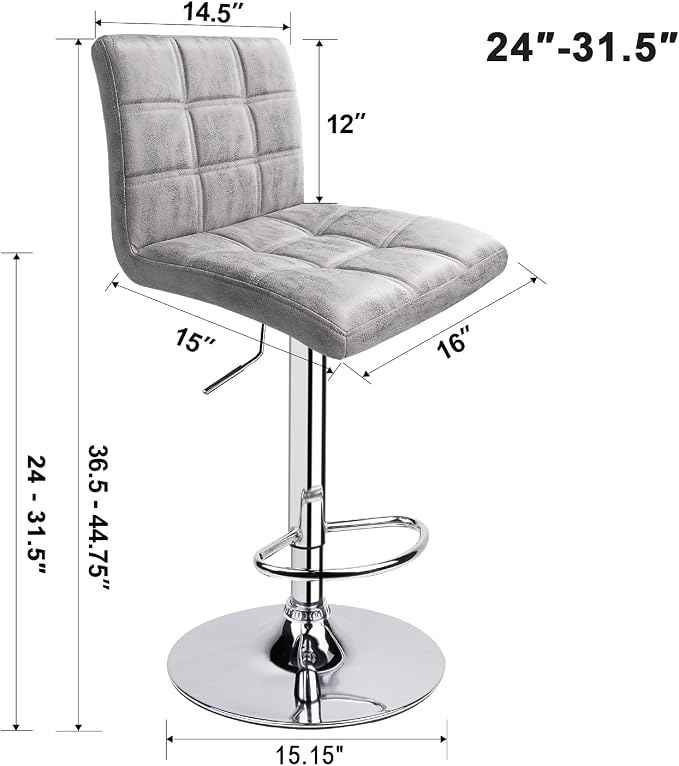 Leopard Outdoor Products Modern Square PU Leather Adjustable Bar Stools - Image 2