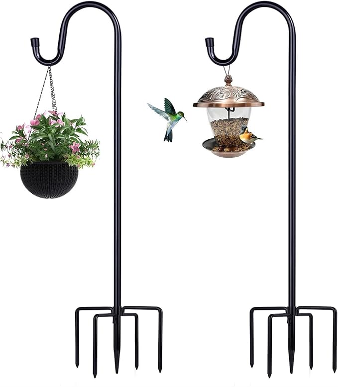 Shepherd Hooks for Outdoor, 2 Pack 78 Inch Bird Feeder Pole by ToyHotels