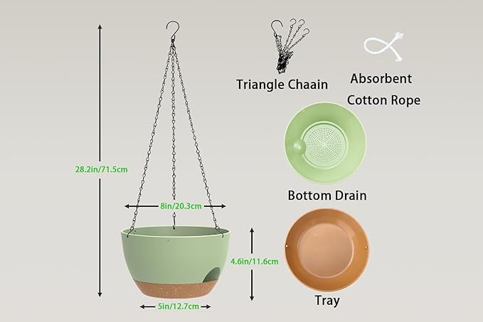 Hanging Planters 3-Pack, 8 Inch Self-Watering Hanging Pots - Image 2