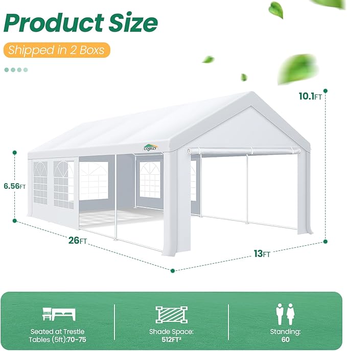 COBIZI 13x26 Party Tent Heavy Duty, Large Outdoor Wedding Tents - Image 3