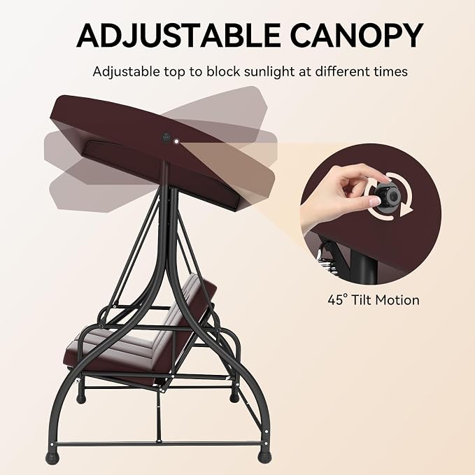 3-Seat Outdoor Patio Swing Glider - Image 3