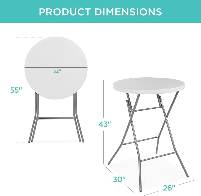 Best Choice Products 32in Bar Height Folding Table, Round Indoor Outdoor - Image 2