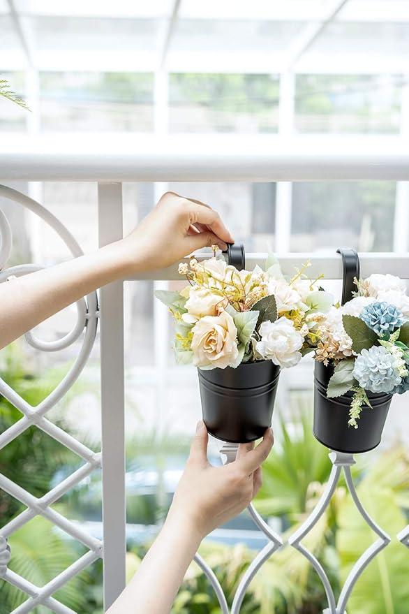 Dahey 10 Pcs Small Hanging Flower Pots Metal Iron Bucket Planter - Image 5