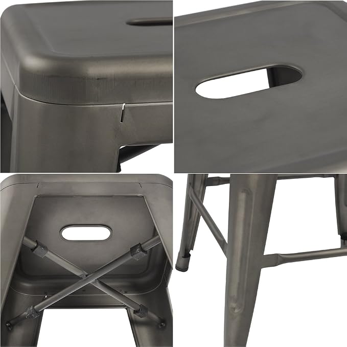 Devoko Metal Bar Stools 24" Indoor Outdoor Stackable Barstools Modern Style - Image 5