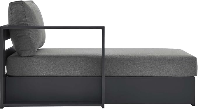 Modway Tahoe Aluminum Outdoor Chaise Lounge in Gray Charcoal - Image 4