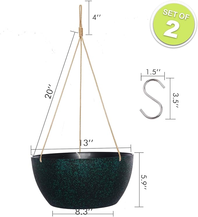 13 Inch 2 Pack Large Hanging Planters - Image 2