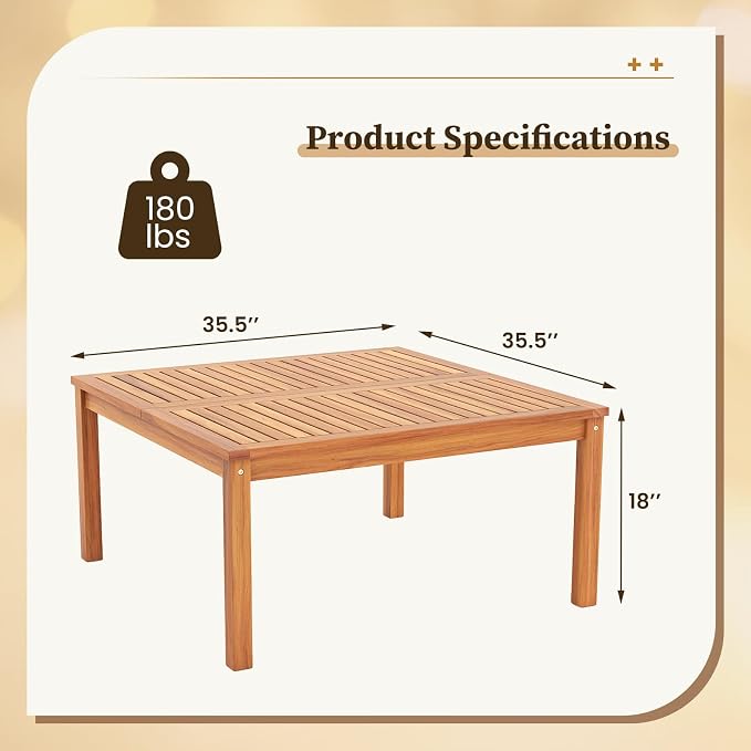 RELAX4LIFE Wood Outdoor Coffee Table - Image 2