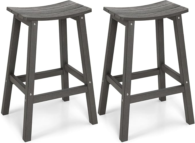 Weatherproof Bar Stools Set of 2, Saddle Seat, Bar Height Stools by LAHAAP