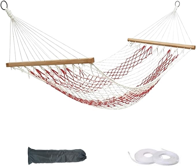 Hammocks Double Rope Hammock, Portable HandwovenTraditional Cotton Rope1 Person by Unknown